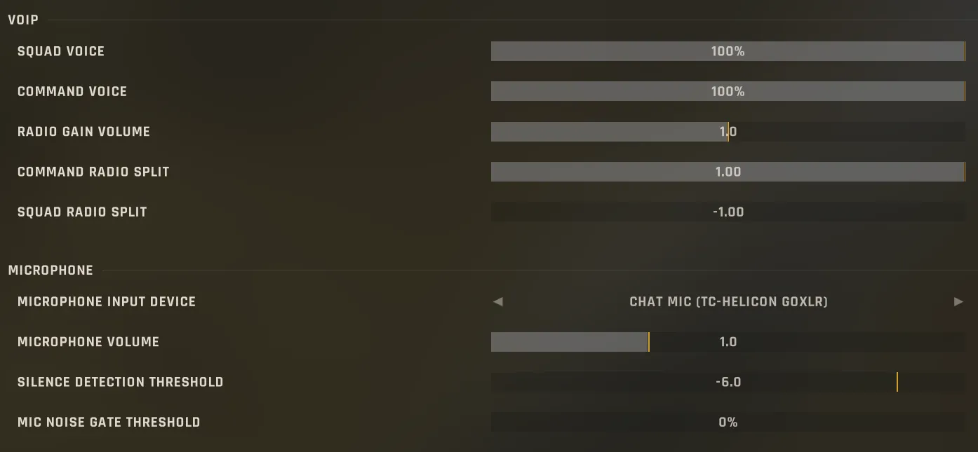 Audio settings