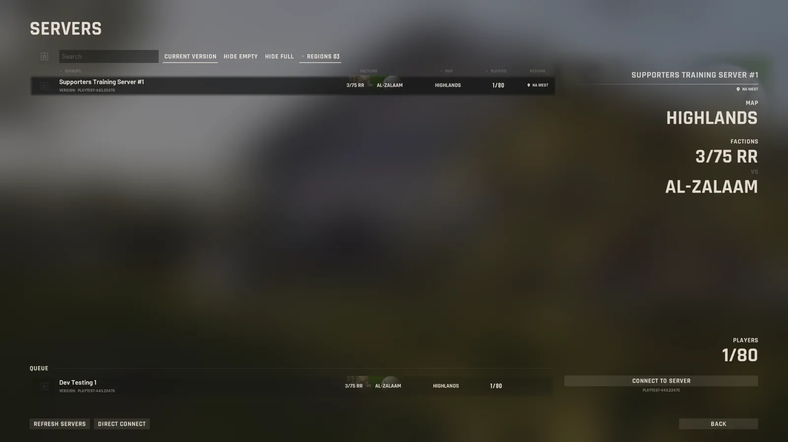 In-game server browser
